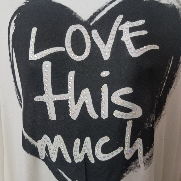 Love This Much White Batwing Rhinestone Shirt - Picture 2 of 7